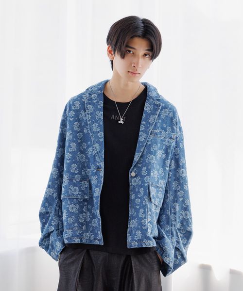 PAGEBOY Anui/フラワージャガードデニムジャケット ブルー Anui ページボーイ 329262 and ST アンドエスティ(旧ドットエスティ) PAGEBOY Anui/フラワージャガードデニムジャケット ブルー Anui ページボーイ 329262 and ST アンドエスティ(旧ドットエスティ)