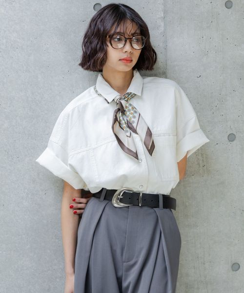 PAGEBOY スクエアデニムカイキンシャツ オフホワイト FREE ウィメンズインナー ページボーイ 329515 and ST アンドエスティ(旧ドットエスティ) PAGEBOY スクエアデニムカイキンシャツ オフホワイト FREE ウィメンズインナー ページボーイ 329515 and ST アンドエスティ(旧ドットエスティ)