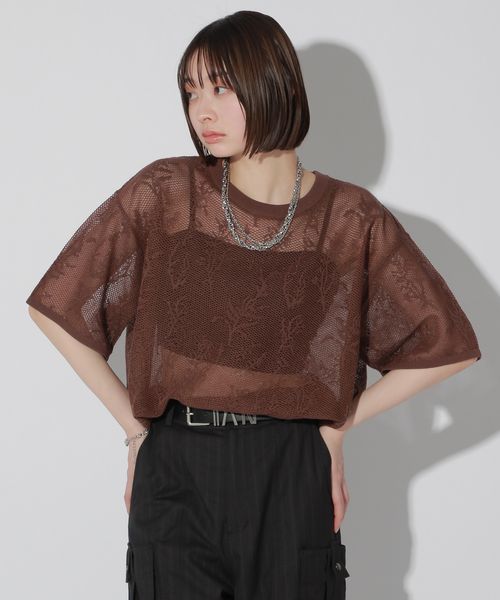 PAGEBOY Anui/フラワージャガードスポンジプルオーバー ブラウン Anui ページボーイ 490270 and ST アンドエスティ(旧ドットエスティ) PAGEBOY Anui/フラワージャガードスポンジプルオーバー ブラウン Anui ページボーイ 490270 and ST アンドエスティ(旧ドットエスティ)