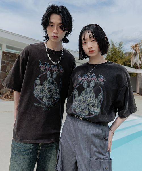 PAGEBOY 【Anui/2サイズ展開】ビンテージロックヤンキーラビットTシャツ ブラック Anui ページボーイ 490279 and ST アンドエスティ(旧ドットエスティ) PAGEBOY 【Anui/2サイズ展開】ビンテージロックヤンキーラビットTシャツ ブラック Anui ページボーイ 490279 and ST アンドエスティ(旧ドットエスティ)