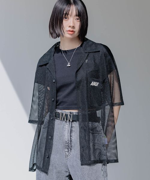 PAGEBOY Anui/アソートカイキンシャツ ブラック Anui ページボーイ 492418 and ST アンドエスティ(旧ドットエスティ) PAGEBOY Anui/アソートカイキンシャツ ブラック Anui ページボーイ 492418 and ST アンドエスティ(旧ドットエスティ)