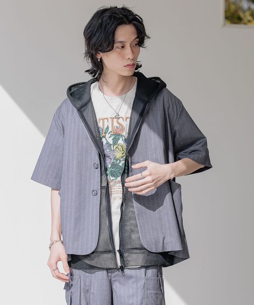 PAGEBOY 【Anui/SETUP対応】セットアップ半袖ジャケット グレー Anui ページボーイ 492517 and ST アンドエスティ(旧ドットエスティ) PAGEBOY 【Anui/SETUP対応】セットアップ半袖ジャケット グレー Anui ページボーイ 492517 and ST アンドエスティ(旧ドットエスティ)