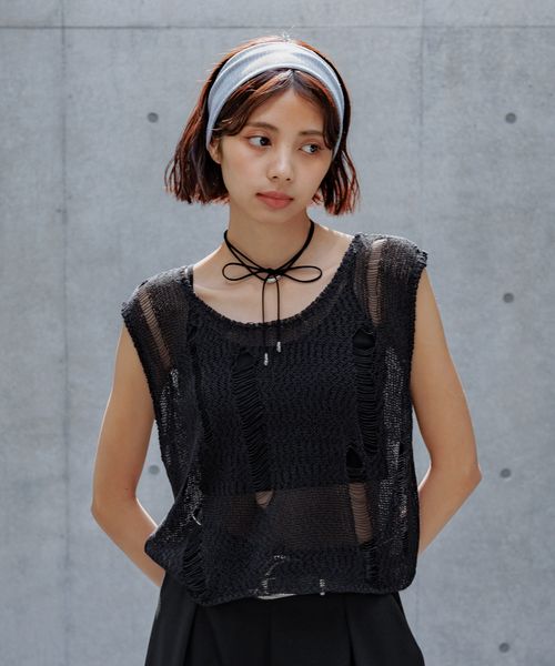 PAGEBOY スカシアミダメージベスト ブラック FREE ウィメンズインナー ページボーイ 494084 and ST アンドエスティ(旧ドットエスティ) PAGEBOY スカシアミダメージベスト ブラック FREE ウィメンズインナー ページボーイ 494084 and ST アンドエスティ(旧ドットエスティ)
