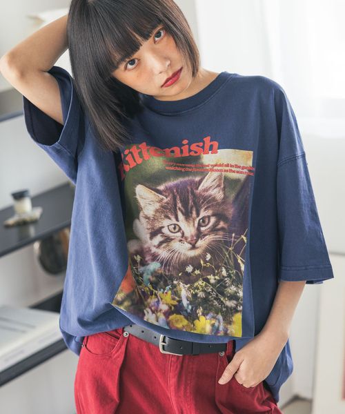 PAGEBOY 【PBLIM】フラワーキャットTシャツ ネイビー L LIM ページボーイ 494404 and ST アンドエスティ(旧ドットエスティ) PAGEBOY 【PBLIM】フラワーキャットTシャツ ネイビー L LIM ページボーイ 494404 and ST アンドエスティ(旧ドットエスティ)