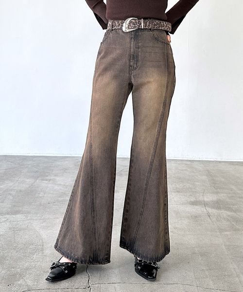 PAGEBOY 【XS~Lサイズ展開】スリムレッグフレアデニム【新色追加/再入荷】 ブラウン M ウィメンズボトムス ページボーイ 499386 and ST アンドエスティ(旧ドットエスティ) PAGEBOY 【XS~Lサイズ展開】スリムレッグフレアデニム【新色追加/再入荷】 ブラウン M ウィメンズボトムス ページボーイ 499386 and ST アンドエスティ(旧ドットエスティ)