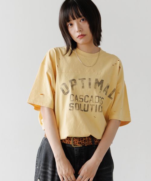 PAGEBOY 【PBLIM】ダメージカレッジTシャツ イエロー L LIM ページボーイ 568607 and ST アンドエスティ(旧ドットエスティ) PAGEBOY 【PBLIM】ダメージカレッジTシャツ イエロー L LIM ページボーイ 568607 and ST アンドエスティ(旧ドットエスティ)