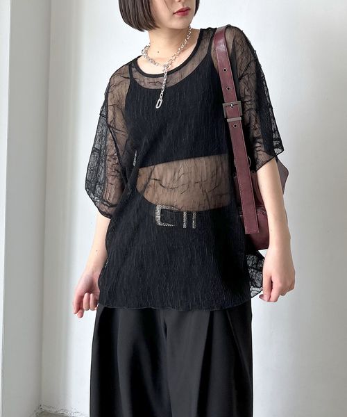 PAGEBOY カットプリーツシアーT ブラック FREE ウィメンズインナー ページボーイ 571024 and ST アンドエスティ(旧ドットエスティ) PAGEBOY カットプリーツシアーT ブラック FREE ウィメンズインナー ページボーイ 571024 and ST アンドエスティ(旧ドットエスティ)