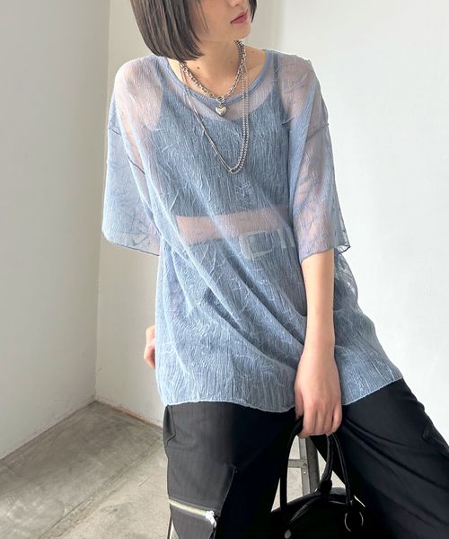 PAGEBOY カットプリーツシアーT ブルー FREE ウィメンズインナー ページボーイ 571024 and ST アンドエスティ(旧ドットエスティ) PAGEBOY カットプリーツシアーT ブルー FREE ウィメンズインナー ページボーイ 571024 and ST アンドエスティ(旧ドットエスティ)