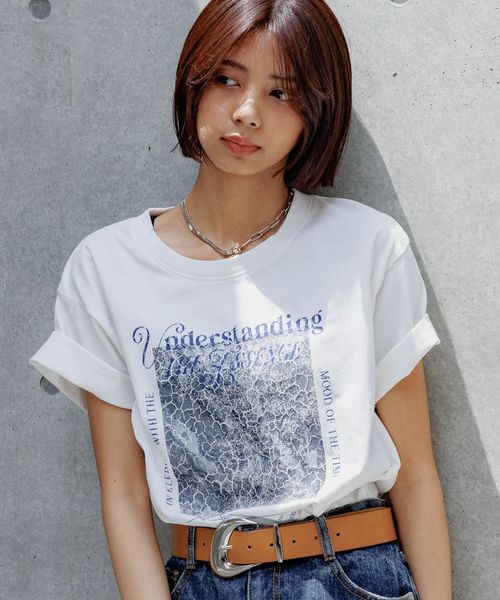 PAGEBOY クラックフォトTシャツ オフホワイト FREE ウィメンズインナー ページボーイ 573016 and ST アンドエスティ(旧ドットエスティ) PAGEBOY クラックフォトTシャツ オフホワイト FREE ウィメンズインナー ページボーイ 573016 and ST アンドエスティ(旧ドットエスティ)