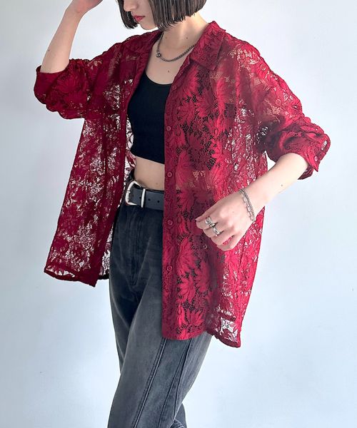 PAGEBOY レースカイキンシャツ(長袖) レッド FREE ウィメンズインナー ページボーイ 588014 and ST アンドエスティ(旧ドットエスティ) PAGEBOY レースカイキンシャツ(長袖) レッド FREE ウィメンズインナー ページボーイ 588014 and ST アンドエスティ(旧ドットエスティ)