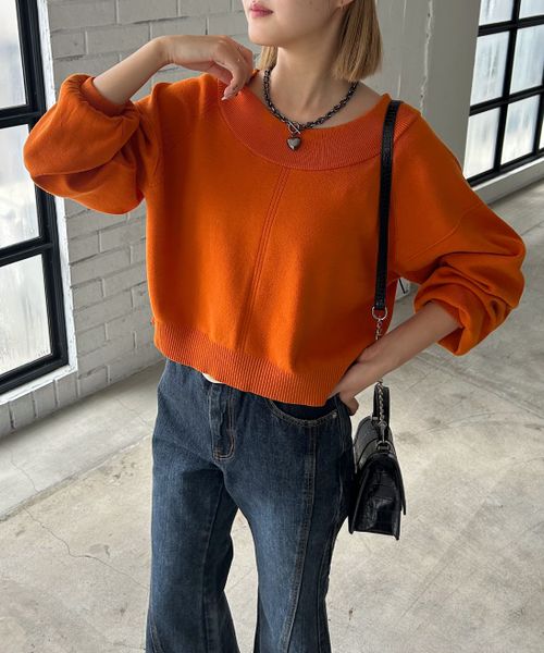 PAGEBOY 【選べる着丈る】マルチWAYネックプルオーバー【新色予約】 オレンジ FREE ウィメンズインナー ページボーイ 598045 and ST アンドエスティ（旧ドットエスティ）