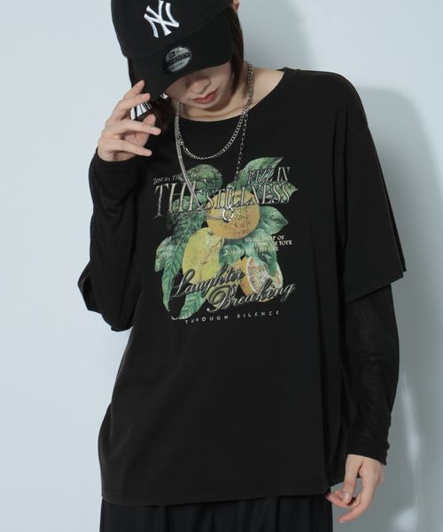 PAGEBOY フルーツレイヤードスリーブロンT ブラック FREE ウィメンズインナー ページボーイ 598049 and ST アンドエスティ(旧ドットエスティ) PAGEBOY フルーツレイヤードスリーブロンT ブラック FREE ウィメンズインナー ページボーイ 598049 and ST アンドエスティ(旧ドットエスティ)