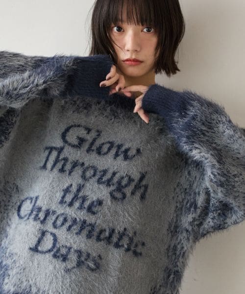 PAGEBOY 【PBLIM】グラデシャギーニット ブルー FREE ＬＩＭ ページボーイ 600625 and ST アンドエスティ（旧ドットエスティ）