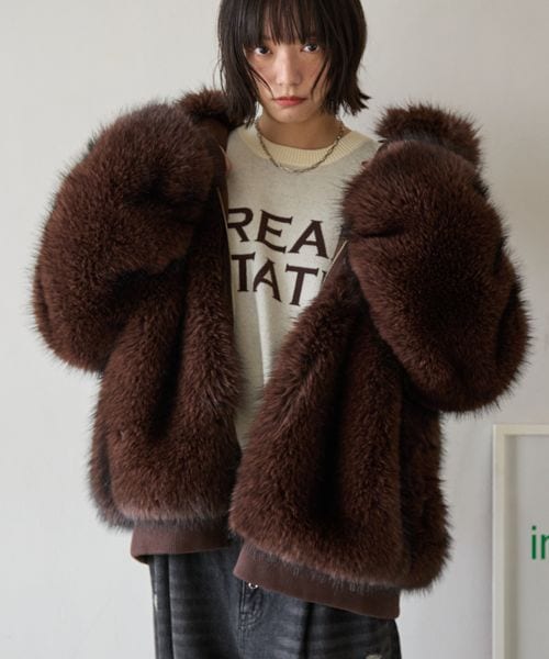 PAGEBOY 【PBLIM】ファーフードブルゾン ブラウン FREE ＬＩＭ ページボーイ 600628 and ST アンドエスティ（旧ドットエスティ）