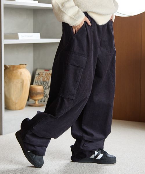 PAGEBOY 【PBLIM】コーデュロイカーゴパンツ ネイビー L ＬＩＭ ページボーイ 608182 and ST アンドエスティ（旧ドットエスティ）