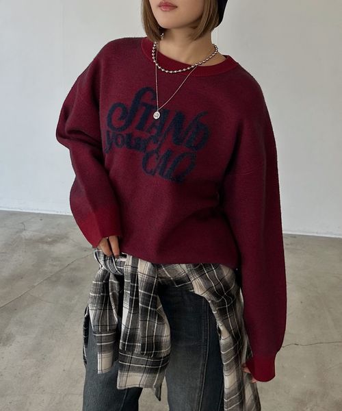 PAGEBOY フェザーロゴプルオーバー レッド FREE ウィメンズインナー ページボーイ 625197 and ST アンドエスティ（旧ドットエスティ）