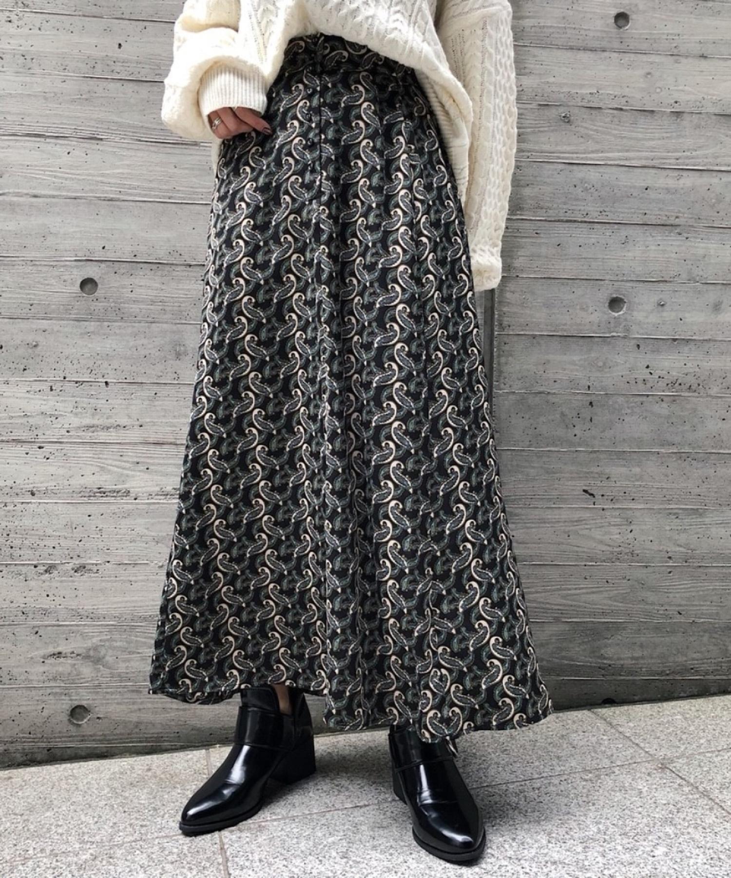 ペイズリーＡラインスカート F