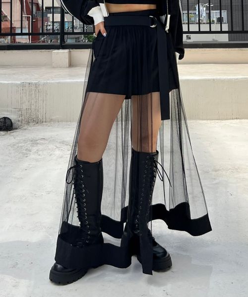 黒チュール ミニスカート - スカート