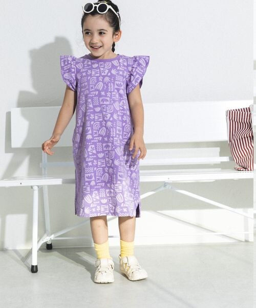 ポンポネット新品新作タグ付きフリル袖Aラインシャツワンピース150  