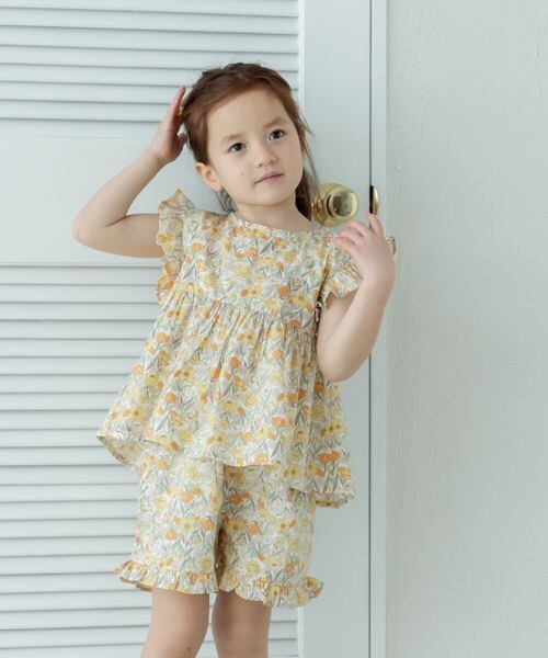 花柄 フリルブラウス＆ショートパンツ ふるし セットアップ 110サイズ  