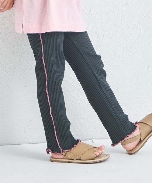 pairmanon 【新色追加】配色メロー 10分丈 リブレギンス ブラック ガールズボトムス_PM ペアマノン 103212 and ST アンドエスティ(旧ドットエスティ) pairmanon 【新色追加】配色メロー 10分丈 リブレギンス ブラック ガールズボトムス_PM ペアマノン 103212 and ST アンドエスティ(旧ドットエスティ)