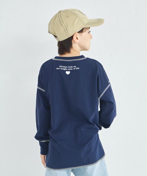pairmanon 【綿100%】ユニセックス 配色ステッチ ロング丈 長袖Tシャツ ネイビー ユニセックスインナー_PM ペアマノン 137340 and ST アンドエスティ(旧ドットエスティ) pairmanon 【綿100%】ユニセックス 配色ステッチ ロング丈 長袖Tシャツ ネイビー ユニセックスインナー_PM ペアマノン 137340 and ST アンドエスティ(旧ドットエスティ)