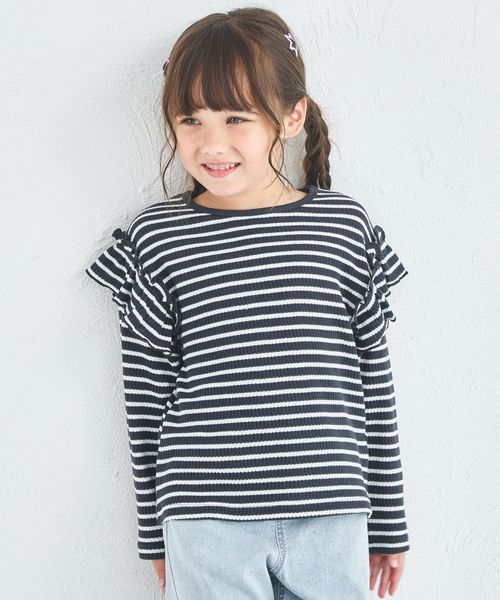 pairmanon 【軽ふわっふる】 ワッフル 袖フリル アソート 長袖Tシャツ チャコールグレー ガールズインナー_PM ペアマノン 138373 and ST アンドエスティ(旧ドットエスティ) pairmanon 【軽ふわっふる】 ワッフル 袖フリル アソート 長袖Tシャツ チャコールグレー ガールズインナー_PM ペアマノン 138373 and ST アンドエスティ(旧ドットエスティ)