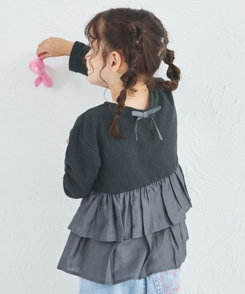 pairmanon 【軽ふわっふる】 ワッフル フリル ティアード 長袖 Tシャツ チャコールグレー ガールズインナー_PM ペアマノン 143944 and ST アンドエスティ(旧ドットエスティ) pairmanon 【軽ふわっふる】 ワッフル フリル ティアード 長袖 Tシャツ チャコールグレー ガールズインナー_PM ペアマノン 143944 and ST アンドエスティ(旧ドットエスティ)