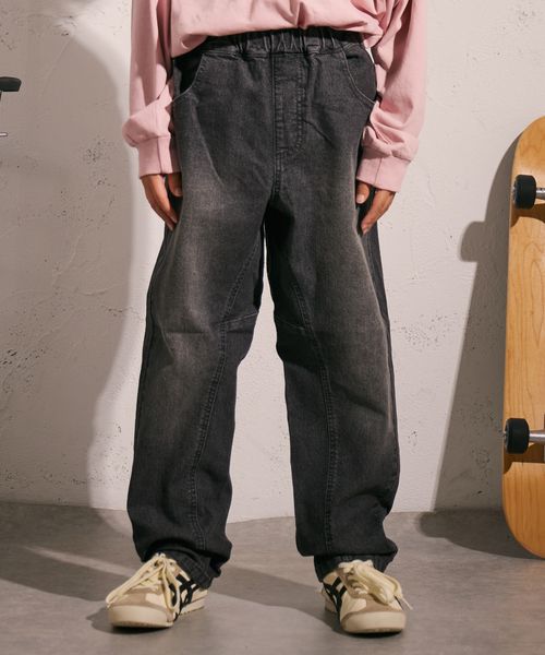 pairmanon 【PAIRMANON STREET】ワイド テーパード ストレッチ デニム パンツ ブラック ボーイズボトムス_PS ペアマノン 248989 and ST アンドエスティ(旧ドットエスティ) pairmanon 【PAIRMANON STREET】ワイド テーパード ストレッチ デニム パンツ ブラック ボーイズボトムス_PS ペアマノン 248989 and ST アンドエスティ(旧ドットエスティ)