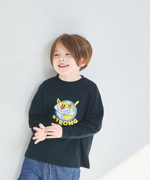 pairmanon 【綿100%】ヨーク切替え ポッププリント長袖Tシャツ ブラック ユニセックスインナー_PM ペアマノン 250799 and ST アンドエスティ(旧ドットエスティ) pairmanon 【綿100%】ヨーク切替え ポッププリント長袖Tシャツ ブラック ユニセックスインナー_PM ペアマノン 250799 and ST アンドエスティ(旧ドットエスティ)