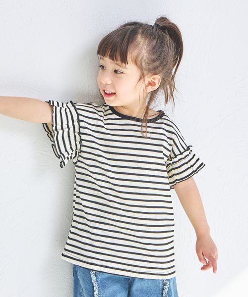 pairmanon 【リンクコーデ】【ふんわりワッフル】フリル袖Tシャツ ホワイト ガールズインナー_PM ペアマノン 251846 and ST アンドエスティ(旧ドットエスティ) pairmanon 【リンクコーデ】【ふんわりワッフル】フリル袖Tシャツ ホワイト ガールズインナー_PM ペアマノン 251846 and ST アンドエスティ(旧ドットエスティ)