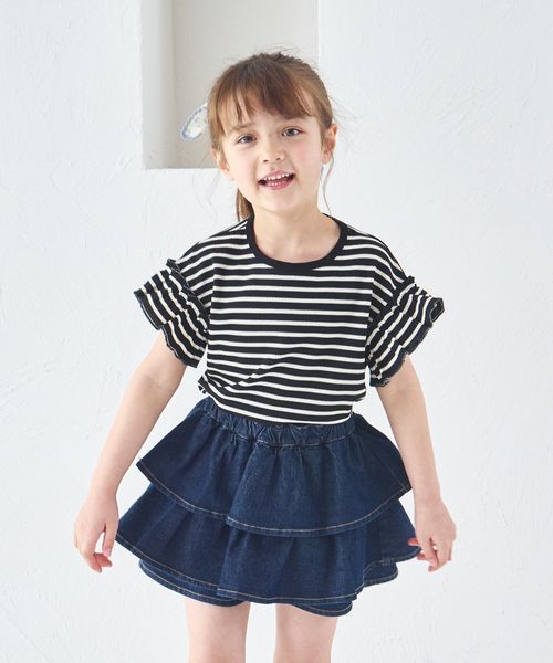pairmanon 【リンクコーデ】【ふんわりワッフル】フリル袖Tシャツ シルバー ガールズインナー_PM ペアマノン 251846 and ST アンドエスティ(旧ドットエスティ) pairmanon 【リンクコーデ】【ふんわりワッフル】フリル袖Tシャツ シルバー ガールズインナー_PM ペアマノン 251846 and ST アンドエスティ(旧ドットエスティ)