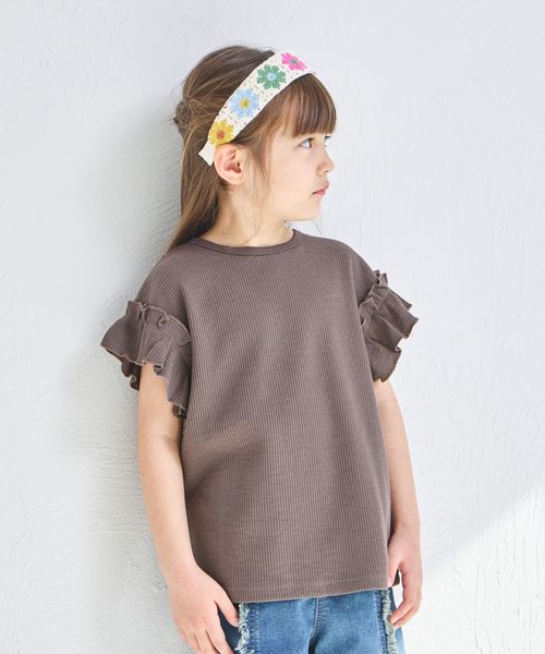 pairmanon 【リンクコーデ】【ふんわりワッフル】フリル袖Tシャツ ベージュ ガールズインナー_PM ペアマノン 251846 and ST アンドエスティ(旧ドットエスティ) pairmanon 【リンクコーデ】【ふんわりワッフル】フリル袖Tシャツ ベージュ ガールズインナー_PM ペアマノン 251846 and ST アンドエスティ(旧ドットエスティ)