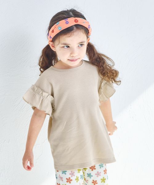 pairmanon 【リンクコーデ】【ふんわりワッフル】フリル袖Tシャツ イエロー ガールズインナー_PM ペアマノン 251846 and ST アンドエスティ(旧ドットエスティ) pairmanon 【リンクコーデ】【ふんわりワッフル】フリル袖Tシャツ イエロー ガールズインナー_PM ペアマノン 251846 and ST アンドエスティ(旧ドットエスティ)
