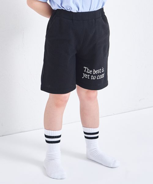 pairmanon 【ふんわりワッフル】刺繍入り ベーシックハーフパンツ ブラック ユニセックスボトムス_PM ペアマノン 251853 and ST アンドエスティ(旧ドットエスティ) pairmanon 【ふんわりワッフル】刺繍入り ベーシックハーフパンツ ブラック ユニセックスボトムス_PM ペアマノン 251853 and ST アンドエスティ(旧ドットエスティ)