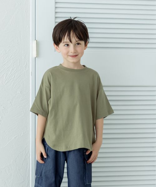 pairmanon 【綿100%】ラウンドヘム ビッグシルエットTシャツ グリーン ユニセックスインナー_PM ペアマノン 252196 and ST アンドエスティ(旧ドットエスティ) pairmanon 【綿100%】ラウンドヘム ビッグシルエットTシャツ グリーン ユニセックスインナー_PM ペアマノン 252196 and ST アンドエスティ(旧ドットエスティ)