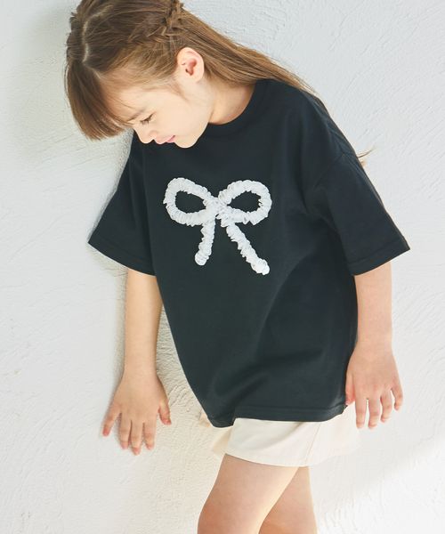pairmanon 【綿100%】異素材モチーフ ガールズ アソート 半袖Tシャツ ブラック ガールズインナー_PM ペアマノン 252283 and ST アンドエスティ(旧ドットエスティ) pairmanon 【綿100%】異素材モチーフ ガールズ アソート 半袖Tシャツ ブラック ガールズインナー_PM ペアマノン 252283 and ST アンドエスティ(旧ドットエスティ)