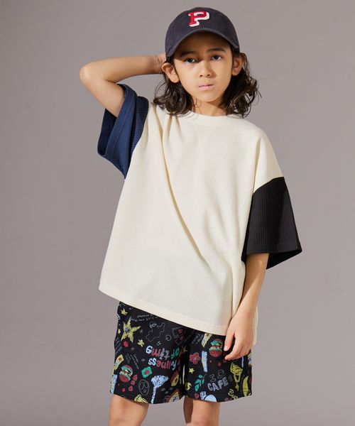 pairmanon 【PAIRMANON STREET】ワッフル ガゼット クレイジー 半袖 Tシャツ ホワイト ボーイズインナー_PS ペアマノン 253428 and ST アンドエスティ(旧ドットエスティ) pairmanon 【PAIRMANON STREET】ワッフル ガゼット クレイジー 半袖 Tシャツ ホワイト ボーイズインナー_PS ペアマノン 253428 and ST アンドエスティ(旧ドットエスティ)