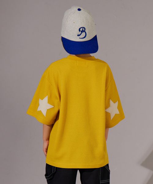 pairmanon 【PAIRMANON STREET】ワッフル 配色 星 エルボーパッチ 半袖 Tシャツ イエロー ボーイズインナー_PS ペアマノン 253440 and ST アンドエスティ(旧ドットエスティ) pairmanon 【PAIRMANON STREET】ワッフル 配色 星 エルボーパッチ 半袖 Tシャツ イエロー ボーイズインナー_PS ペアマノン 253440 and ST アンドエスティ(旧ドットエスティ)
