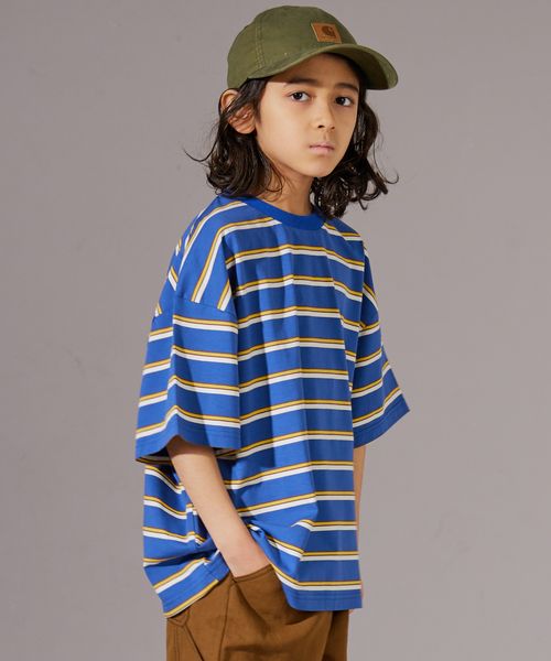 pairmanon 【PAIRMANON STREET】マルチ ボーダー 半袖 Tシャツ ブルー ボーイズインナー_PS ペアマノン 282533 and ST アンドエスティ(旧ドットエスティ) pairmanon 【PAIRMANON STREET】マルチ ボーダー 半袖 Tシャツ ブルー ボーイズインナー_PS ペアマノン 282533 and ST アンドエスティ(旧ドットエスティ)