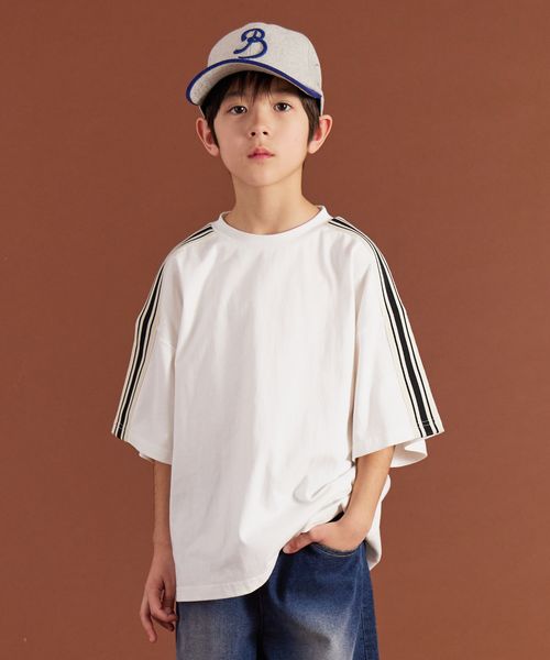 pairmanon 【PAIRMANON STREET】袖 ラインテープ 半袖 Tシャツ ホワイト ボーイズインナー_PS ペアマノン 282587 and ST アンドエスティ(旧ドットエスティ) pairmanon 【PAIRMANON STREET】袖 ラインテープ 半袖 Tシャツ ホワイト ボーイズインナー_PS ペアマノン 282587 and ST アンドエスティ(旧ドットエスティ)