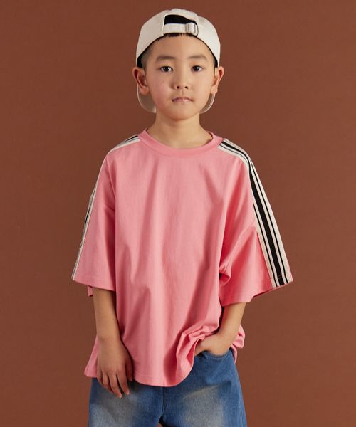 pairmanon 【PAIRMANON STREET】袖 ラインテープ 半袖 Tシャツ ピンク ボーイズインナー_PS ペアマノン 282587 and ST アンドエスティ(旧ドットエスティ) pairmanon 【PAIRMANON STREET】袖 ラインテープ 半袖 Tシャツ ピンク ボーイズインナー_PS ペアマノン 282587 and ST アンドエスティ(旧ドットエスティ)