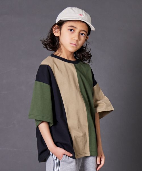 pairmanon 【PAIRMANON STREET】切替 配色 ストライプ 半袖 Tシャツ グリーン ボーイズインナー_PS ペアマノン 282597 and ST アンドエスティ(旧ドットエスティ) pairmanon 【PAIRMANON STREET】切替 配色 ストライプ 半袖 Tシャツ グリーン ボーイズインナー_PS ペアマノン 282597 and ST アンドエスティ(旧ドットエスティ)
