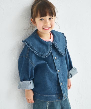 MEDE19F 箔プリントのオーバーサイズデニムジャケット〈ブルー