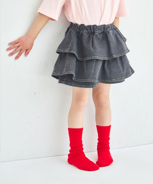 pairmanon 【再入荷】ティアード デニムスカッツ ブラック ガールズボトムス_PM ペアマノン 284181 and ST アンドエスティ(旧ドットエスティ) pairmanon 【再入荷】ティアード デニムスカッツ ブラック ガールズボトムス_PM ペアマノン 284181 and ST アンドエスティ(旧ドットエスティ)