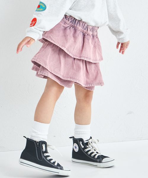 pairmanon 【新色追加】ティアード デニムスカッツ/キッズ ピンク ガールズボトムス_PM ペアマノン 284181 and ST アンドエスティ(旧ドットエスティ) pairmanon 【新色追加】ティアード デニムスカッツ/キッズ ピンク ガールズボトムス_PM ペアマノン 284181 and ST アンドエスティ(旧ドットエスティ)
