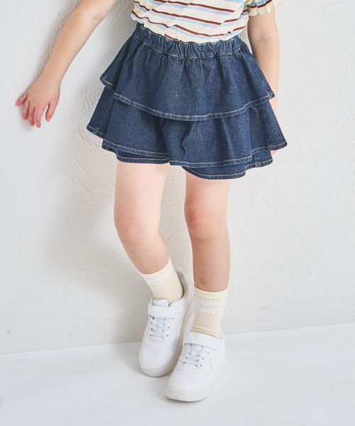 pairmanon 【再入荷】ティアード デニムスカッツ ダークブルー ガールズボトムス_PM ペアマノン 284181 and ST アンドエスティ(旧ドットエスティ) pairmanon 【再入荷】ティアード デニムスカッツ ダークブルー ガールズボトムス_PM ペアマノン 284181 and ST アンドエスティ(旧ドットエスティ)