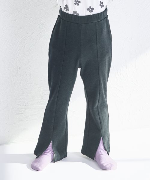 しなやかストレッチ】裾スリット ストレッチ フレアパンツ