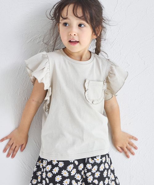 pairmanon 【綿100%】ビッグフリル 胸ポケットTシャツ イエロー ガールズインナー_PM ペアマノン 286462 and ST アンドエスティ(旧ドットエスティ) pairmanon 【綿100%】ビッグフリル 胸ポケットTシャツ イエロー ガールズインナー_PM ペアマノン 286462 and ST アンドエスティ(旧ドットエスティ)