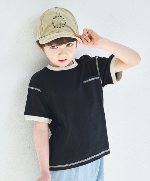 pairmanon 【綿100%】リンガー配色 ステッチ Tシャツ ブラック ユニセックスインナー_PM ペアマノン 286468 and ST アンドエスティ(旧ドットエスティ) pairmanon 【綿100%】リンガー配色 ステッチ Tシャツ ブラック ユニセックスインナー_PM ペアマノン 286468 and ST アンドエスティ(旧ドットエスティ)